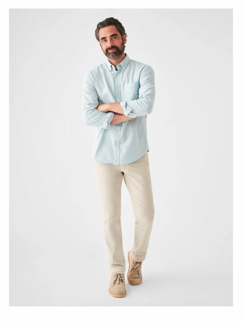 Faherty Stretch Oxford Shirt in Seaside Green